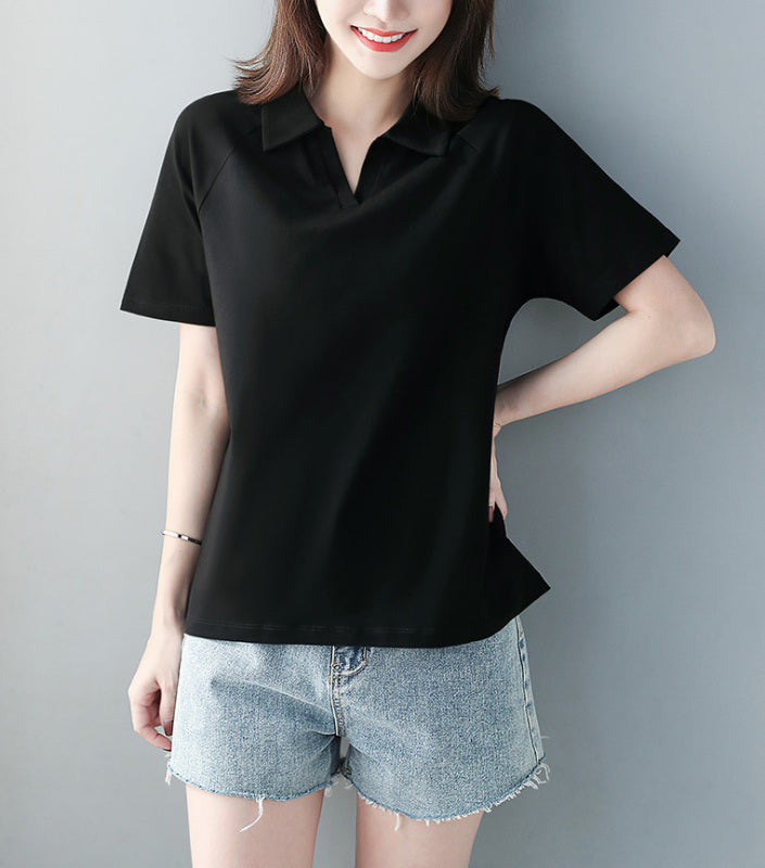 Women's cotton short-sleeved polo shirt tops