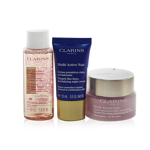 Clarins Clarins Multi-Active Collection: Day Cream 50Ml+ Night Cream 15Ml+ Cleansing Micellar Water 50Ml+ Bag  --3Pcs+1Bag
