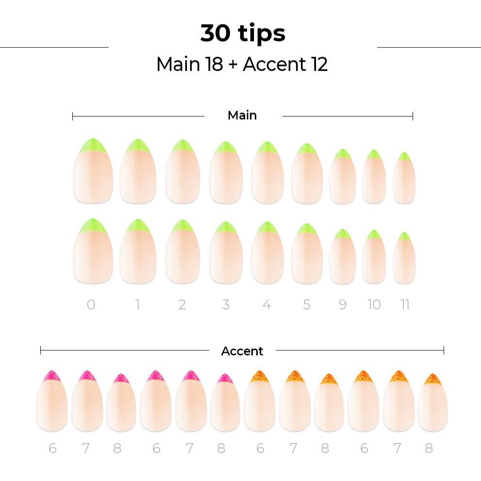 [DASHING DIVA] MAGIC PRESS DESIGN 30 Tips #Glitter Neon Edge French
