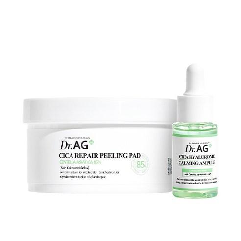 Dr.AG+ Cica Repair Peeling Pad 40p + Cica Hyaluronic Calming Ampoule 25ml SET - JOSEPH BEAUTY