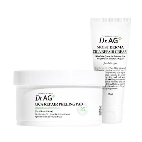 Dr.AG+ Cica Repair Peeling Pad 40p + Moist Derma Cica Repair Cream 50ml SET - JOSEPH BEAUTY